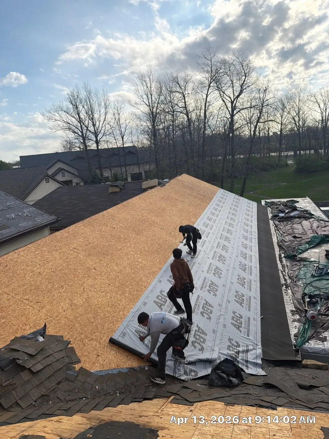 Tarping and dry-in on a Stilesville commercial roof