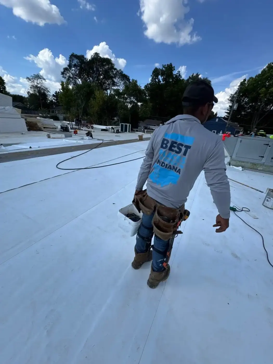 Storm damage documentation on a Stilesville commercial building